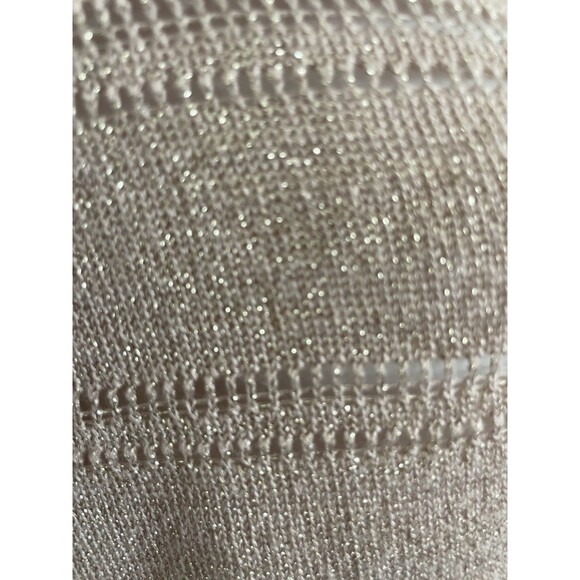 GUESS Vesper High Low Stripe Sweater Pullover Knit Top Metallic Rose Gold XS - Picture 15 of 16